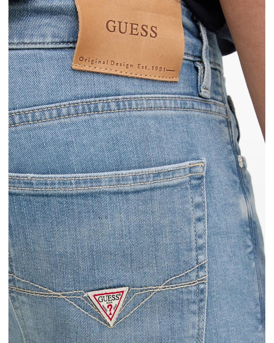 Guess Blue Logo Patch Denim Jeans for men