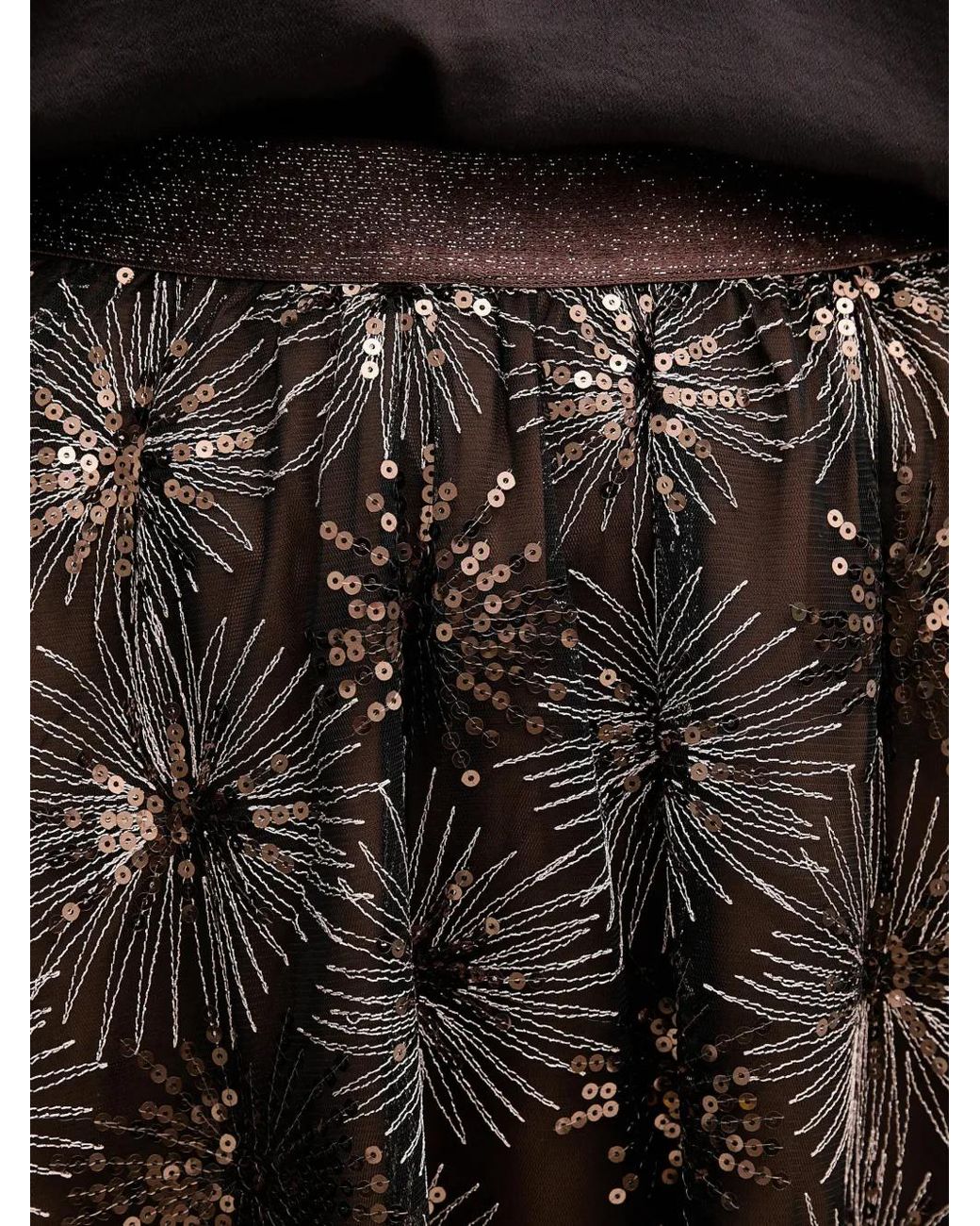 Ouí Black Sequin Floral Maxi Skirt