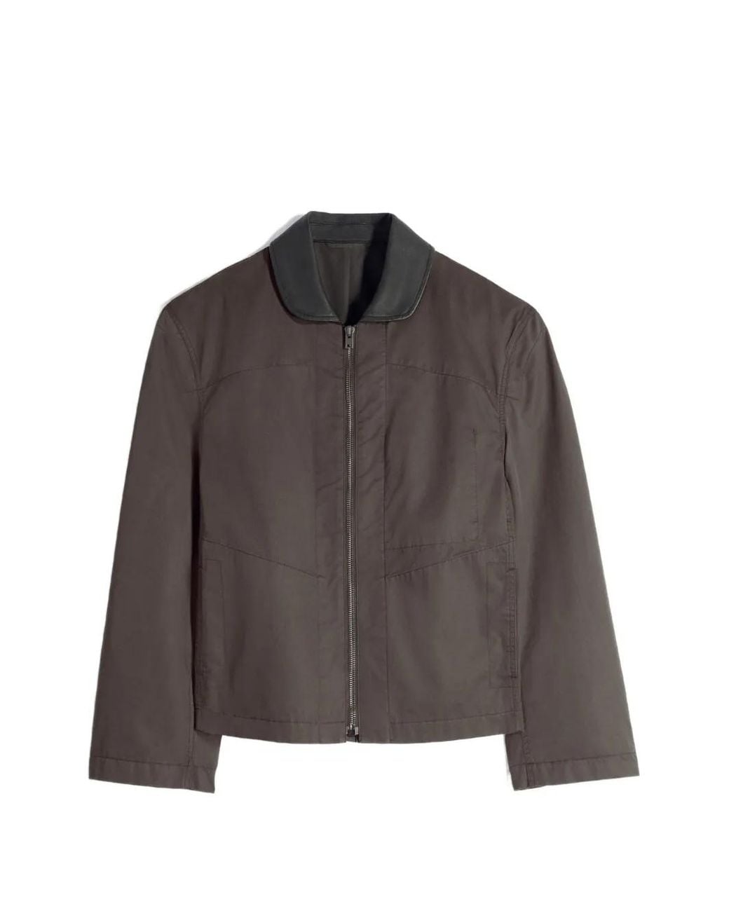 Lemaire Brown Leather Collar Blouson
