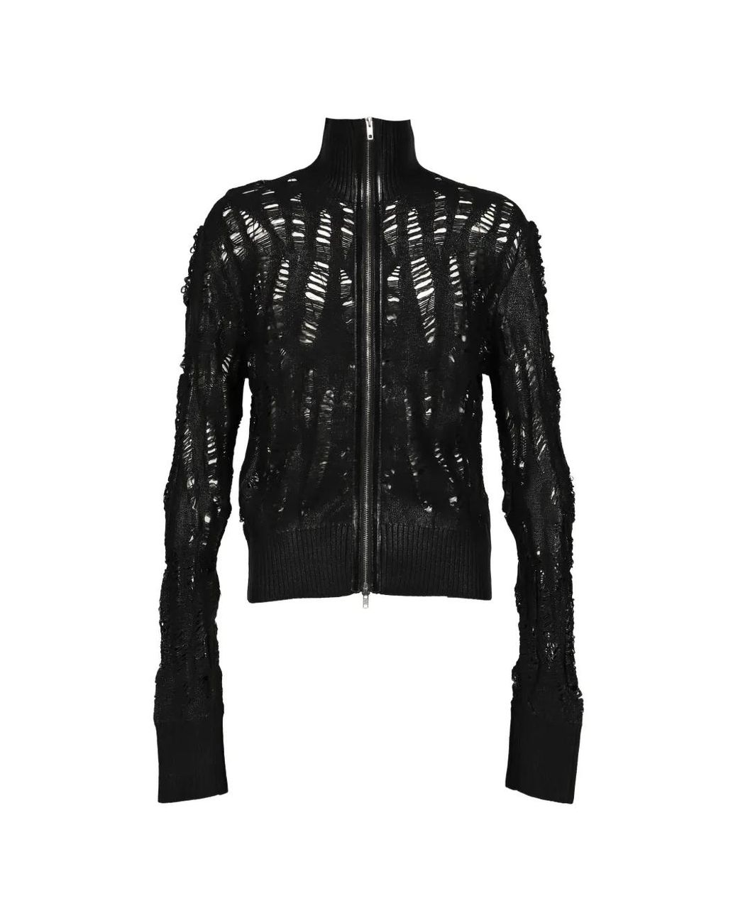 FILTH Black Distressed Zip-Up Cardigan for men