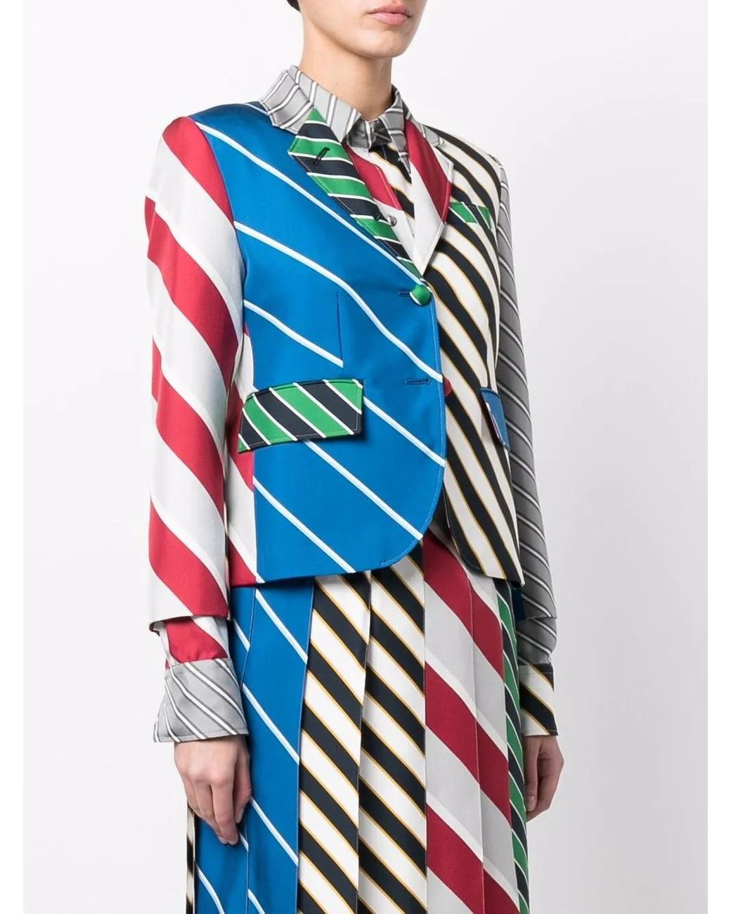 Thom Browne Blue Multi Stripe-Print Blazer