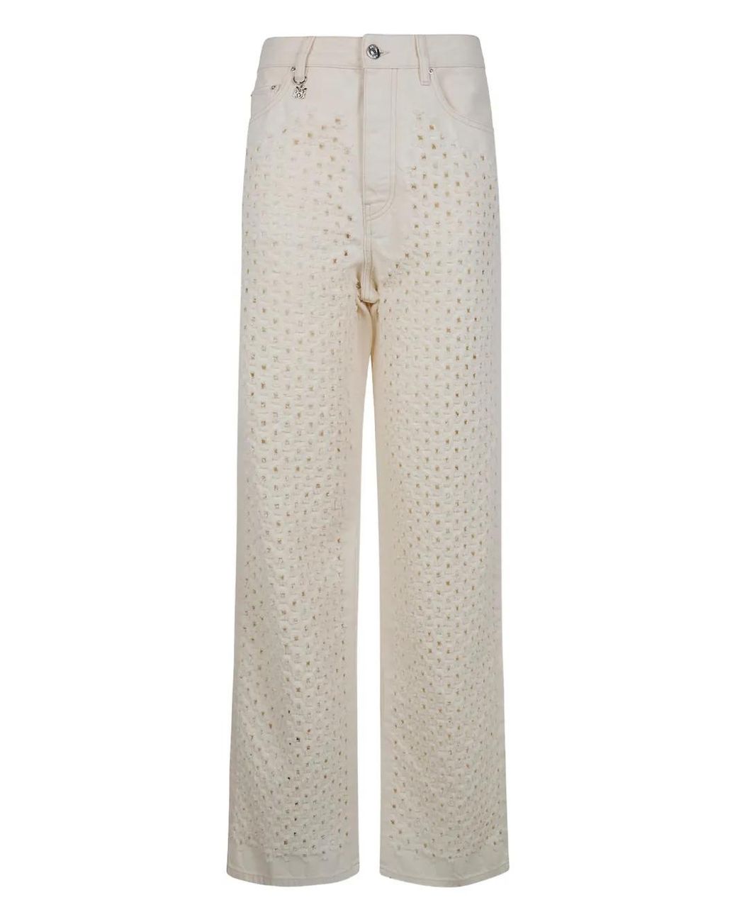 Amiri White Boucle Denim Straight Jeans