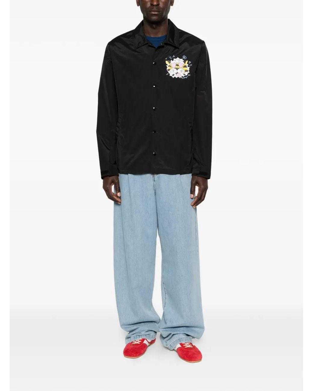 KENZO Black Buttoned Shirt Jacket for men