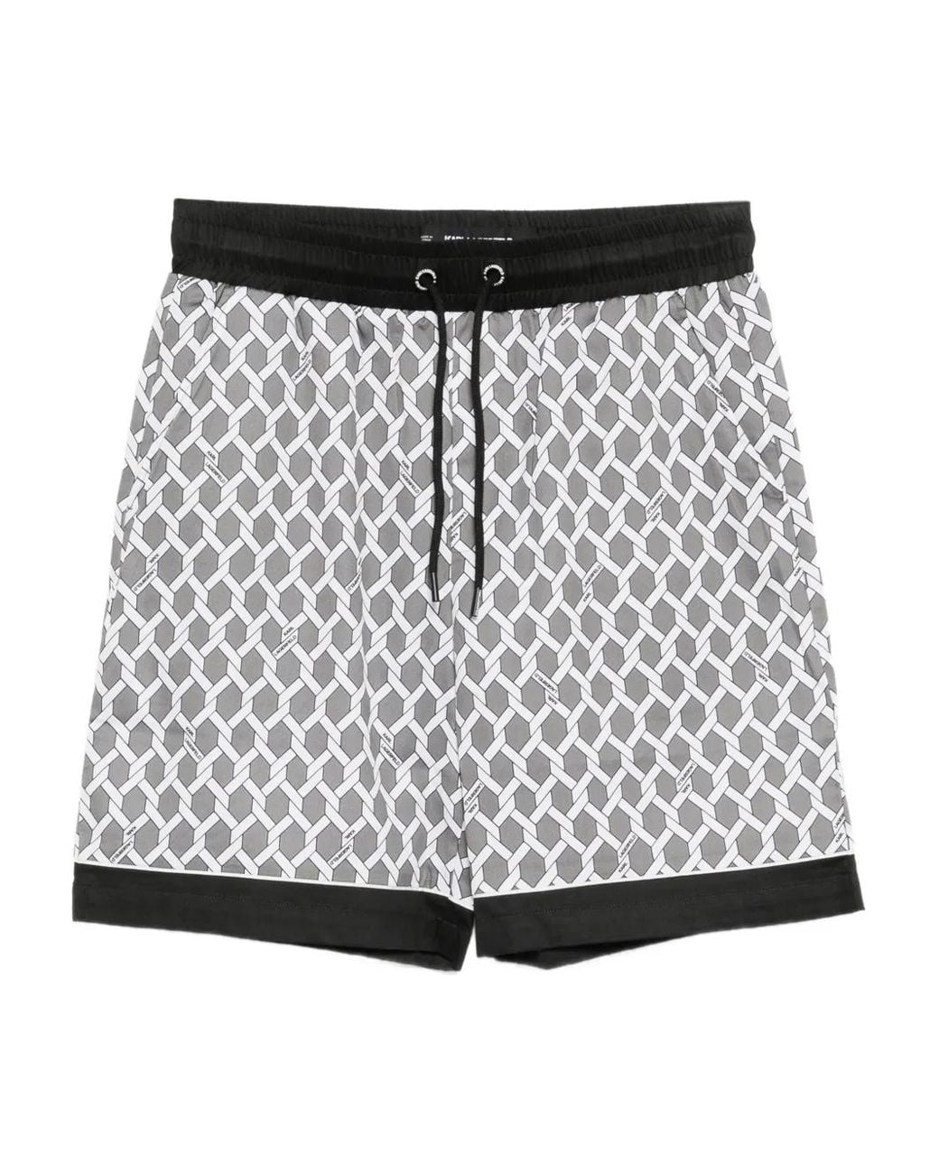 Karl Lagerfeld Gray Rope-Print Shorts for men