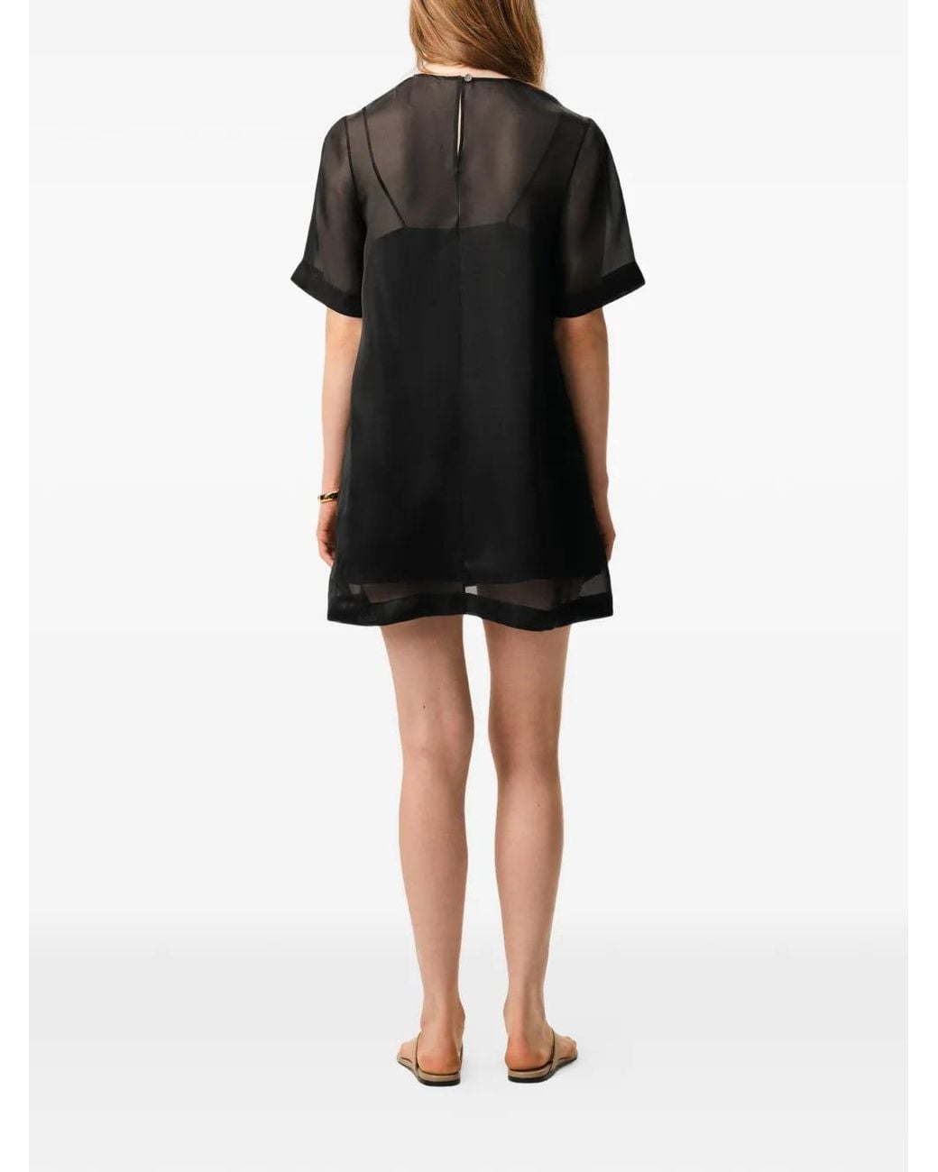 AMI Black Silk Mini Trapeze Dress