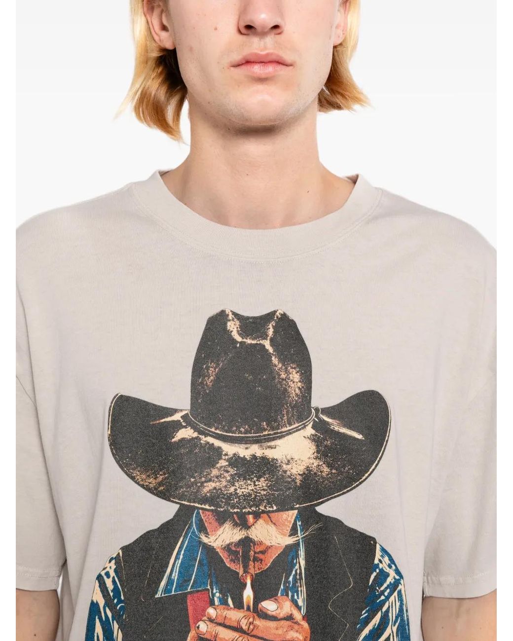 Melt White Graphic-Print Crew Neck T-Shirt for men