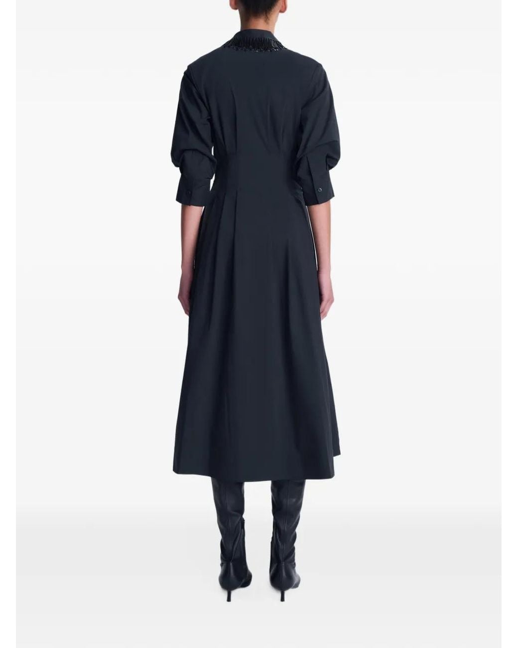 Jonathan Simkhai Black Signature Jazz Pintuck-Waist Midi Dress