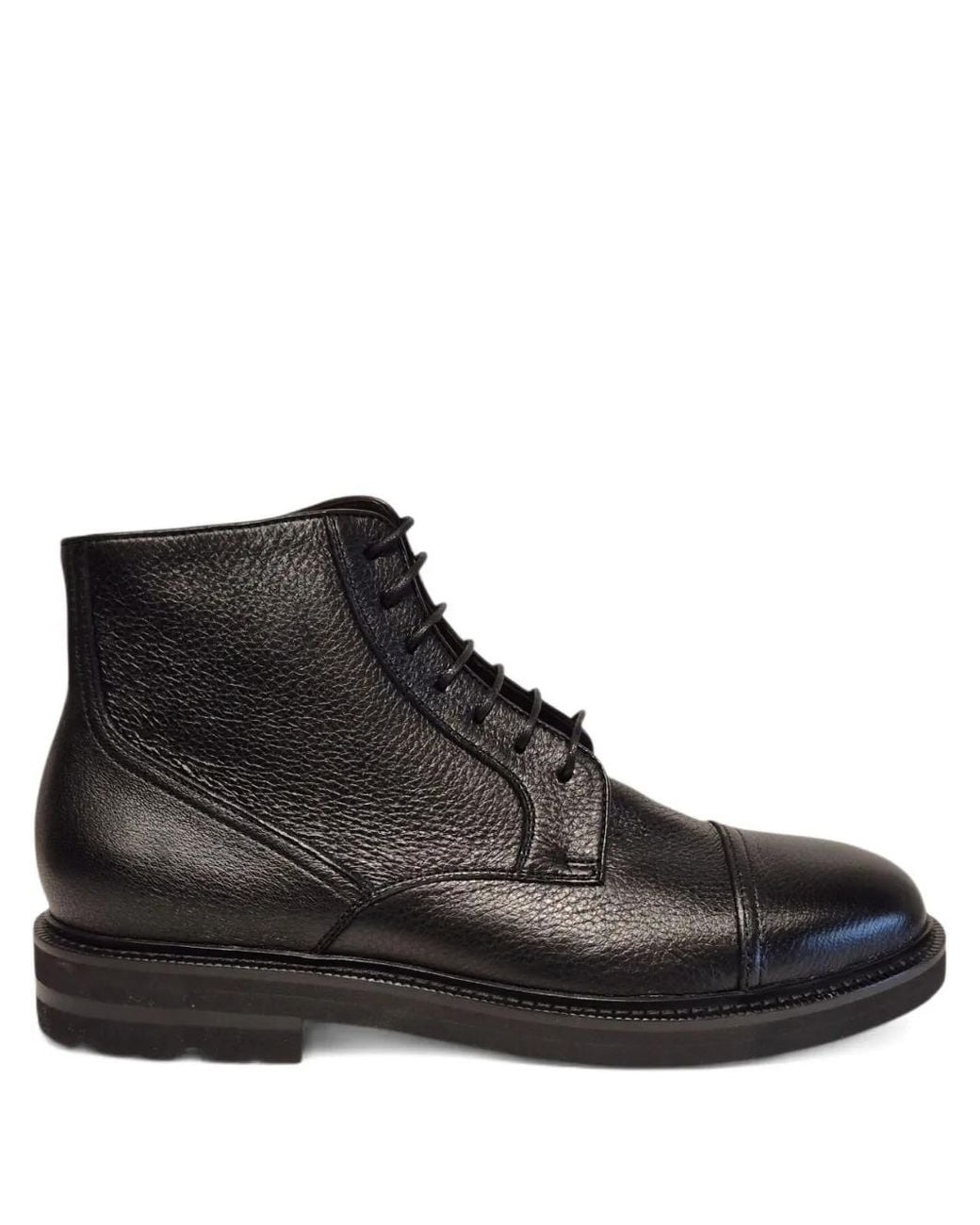 Henderson Black Lace-Up Leather Boots for men