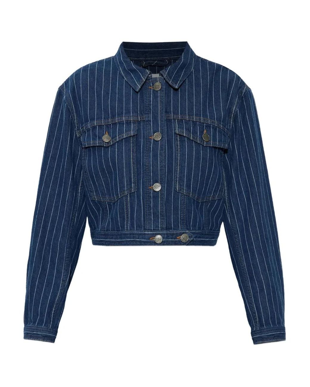 Munthe Blue Lindy Pinstripe Cropped Jacket
