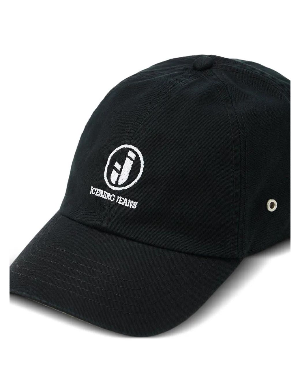 Iceberg Black Logo-Embroidered Baseball Cap for men