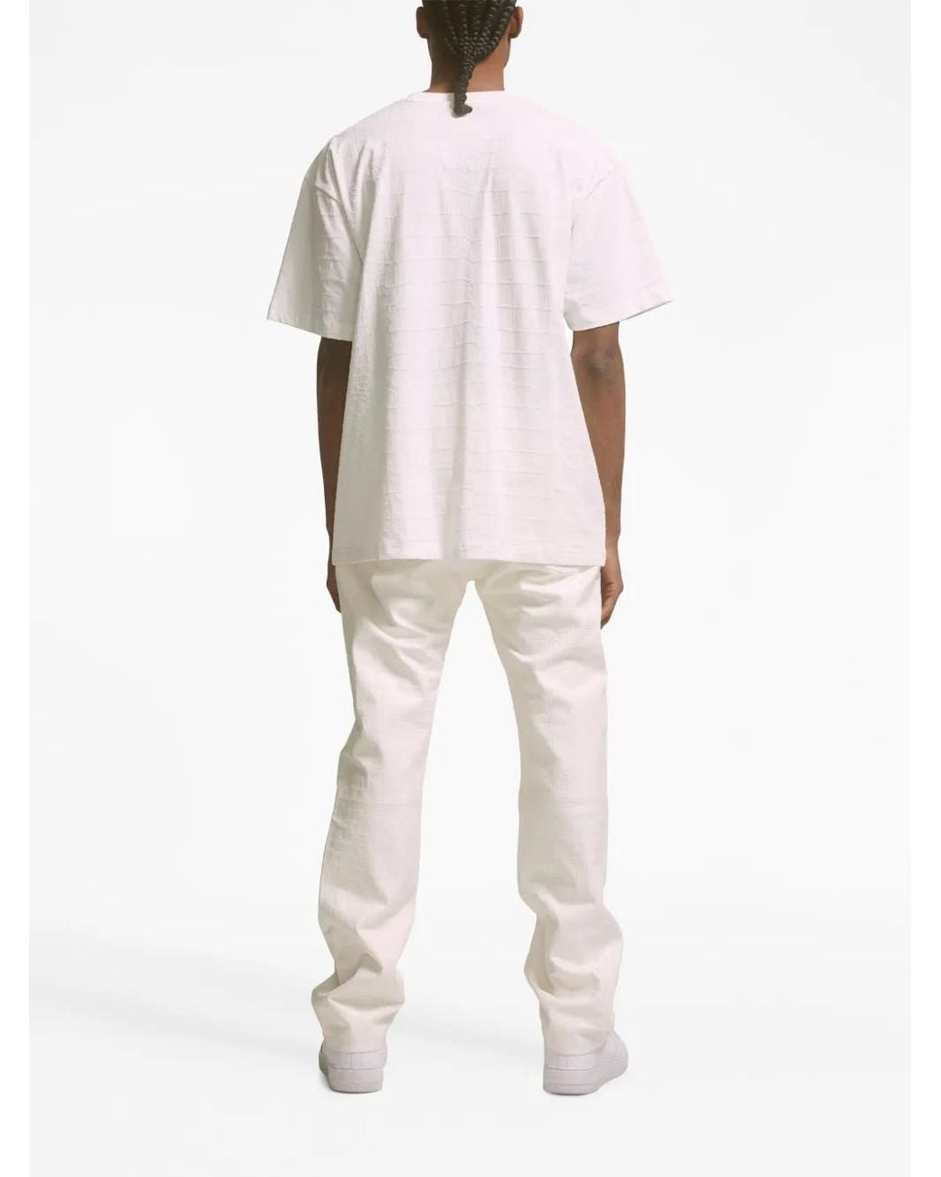 Purple Brand White Straight-Leg Leather Trousers for men