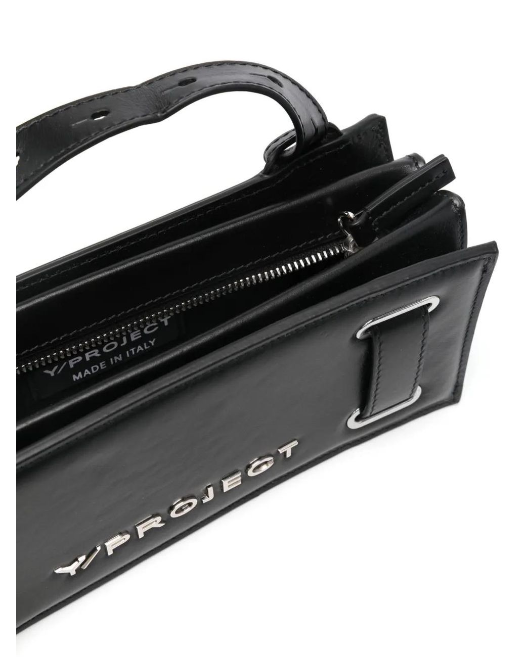 Y. Project Black Mini Accordion Leather Shoulder Bag for men
