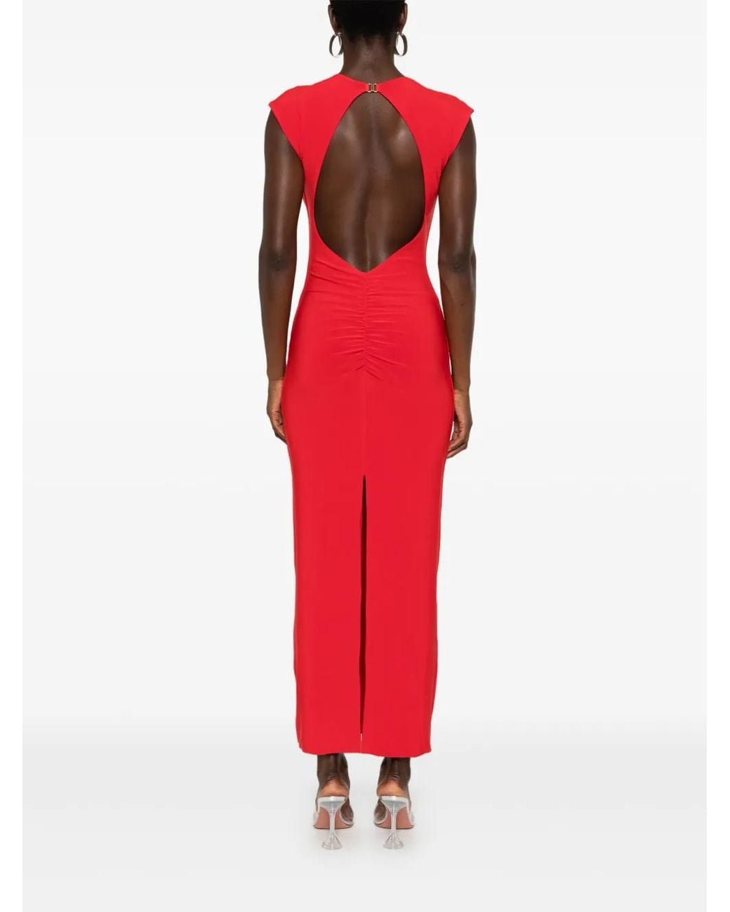 Nissa Red Backless Midi Dress