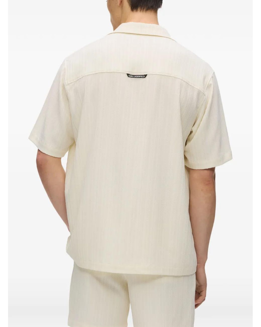 Karl Lagerfeld White Chemise Texturée À Manches Courtes for men
