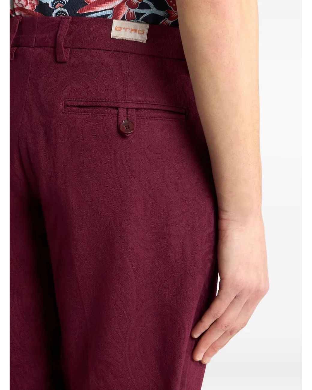 Etro Red Patterned-Jacquard Straight-Leg Trousers for men
