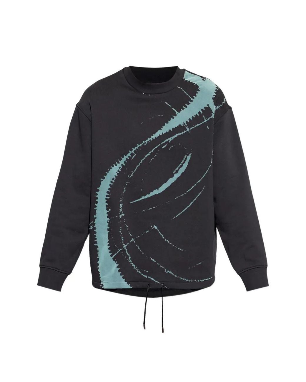 Emporio Armani Blue Graphic-Print Drawstring Sweatshirt for men