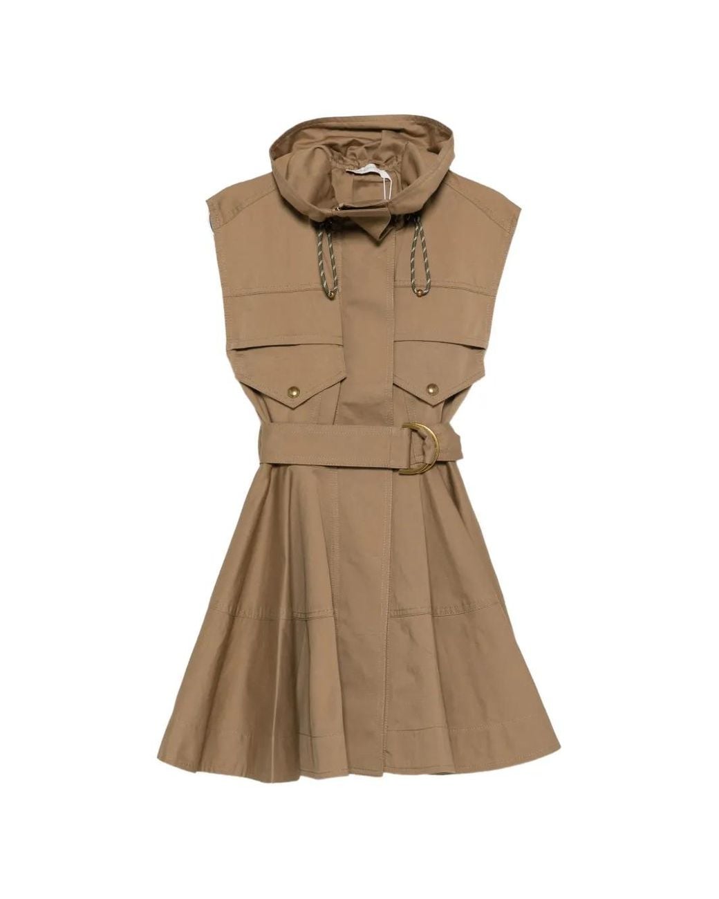 Zimmermann Natural Belted Sleeveless Mini Dress
