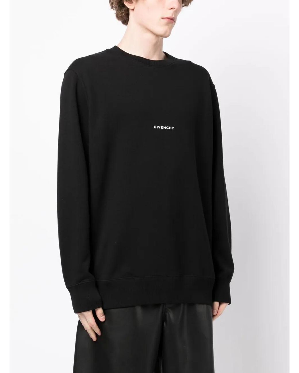Givenchy Black Logo-Print Cotton Sweatshirt for men