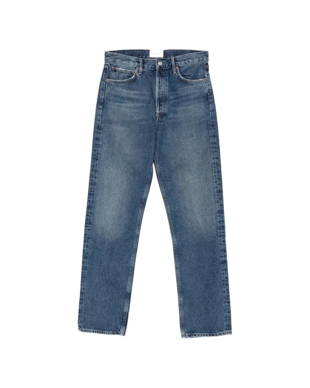 Agolde Blue Faded Straight-Leg Jeans