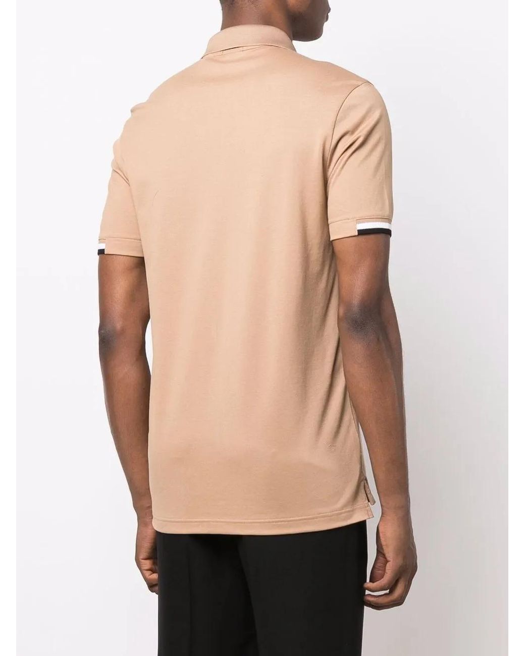 Boss Natural Boss Stripe-trimmed Polo Shirt Beige for men