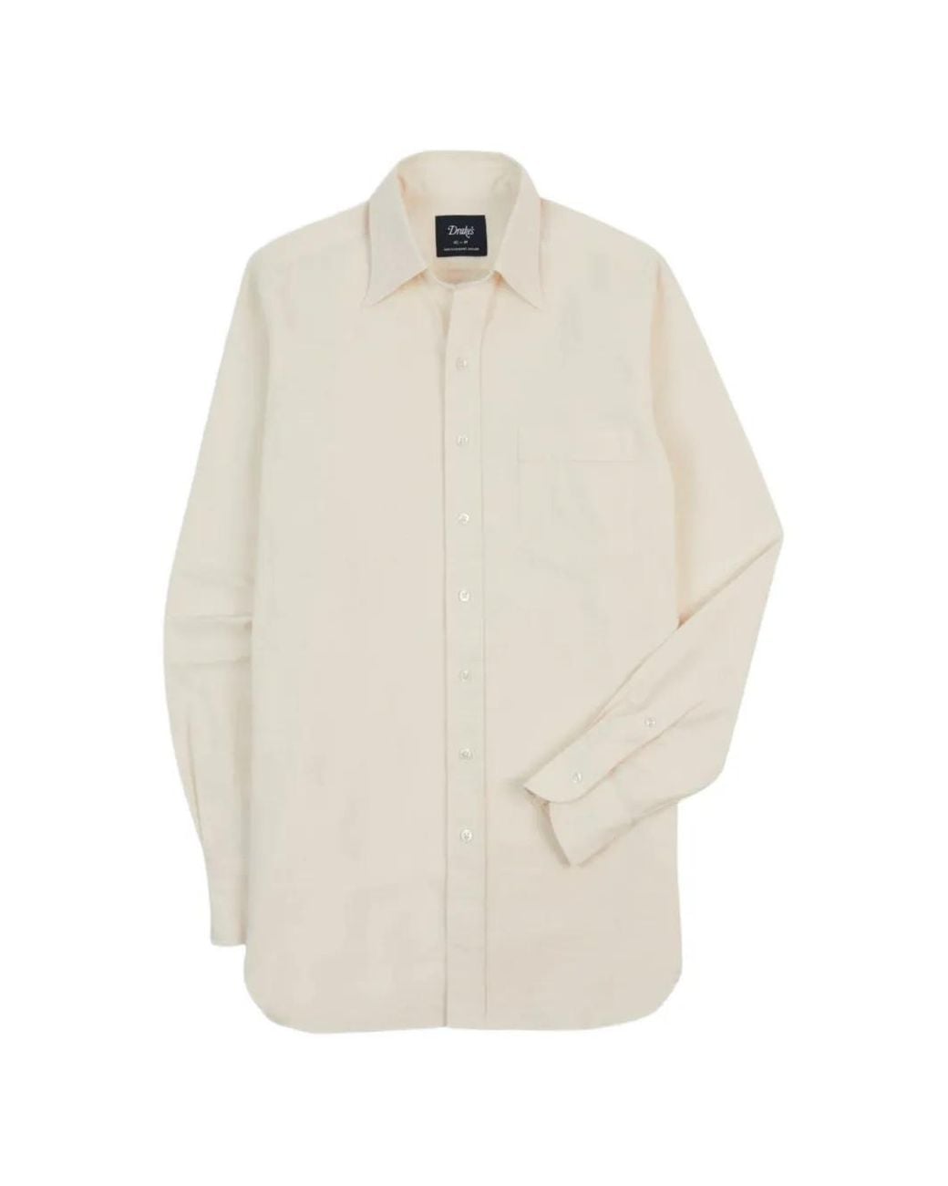 Drake's White Long Point-Collar Shirt for men