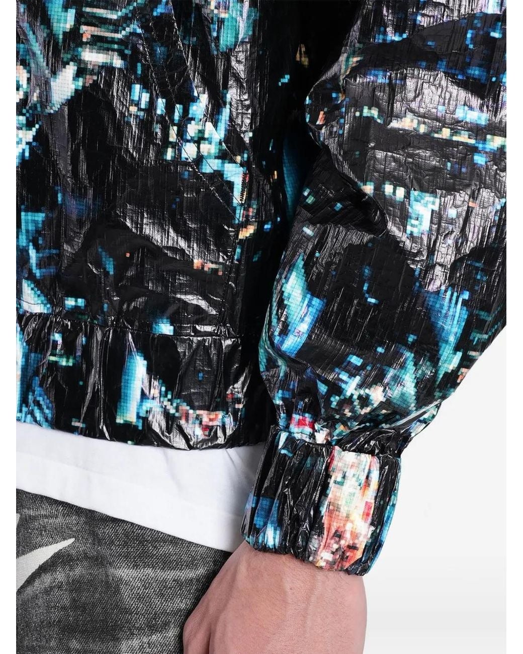 A Bathing Ape Gray Overall-Print Zip-Up Hooded Jacket for men