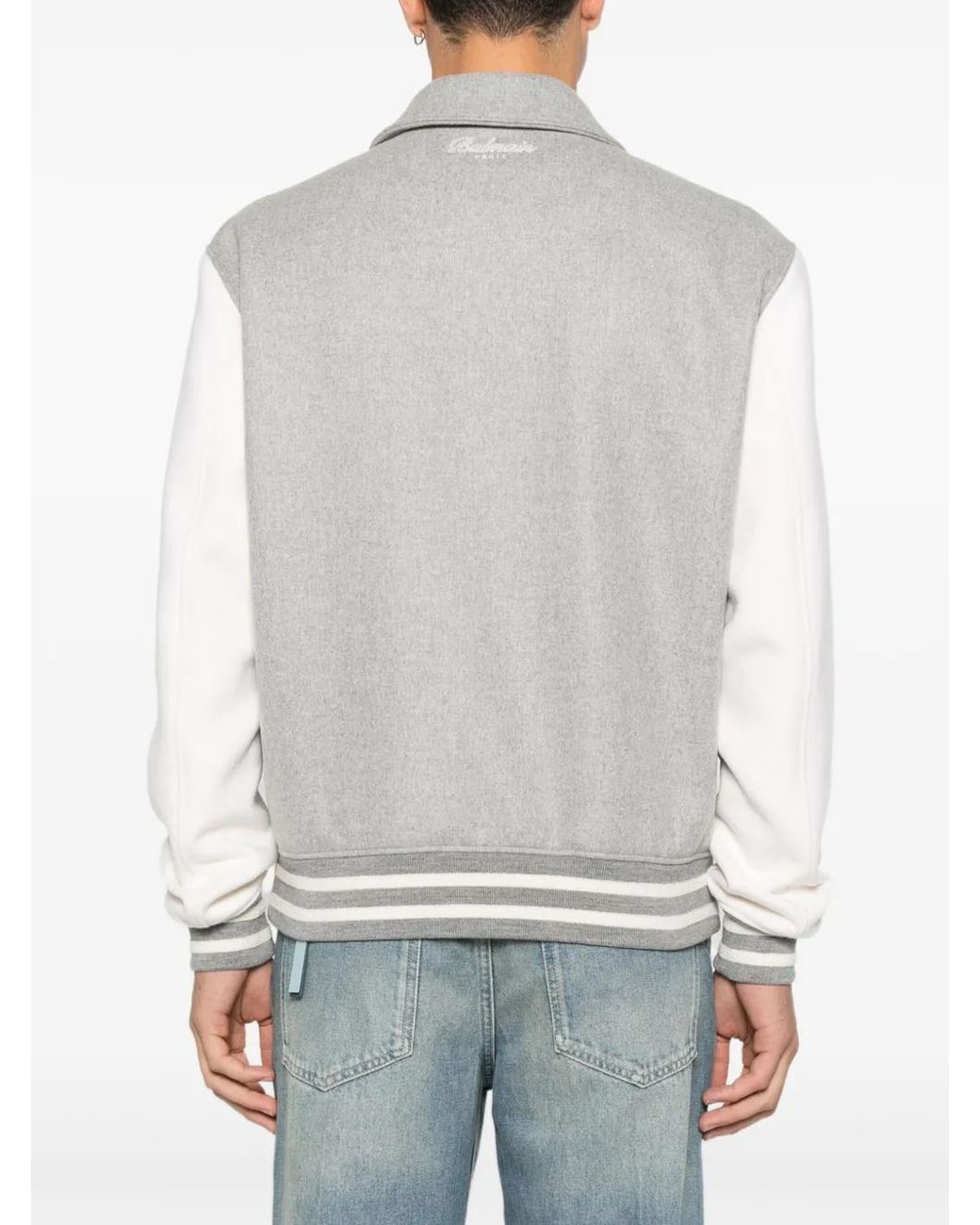 Balmain Gray Jacket With Wool Buttons for men