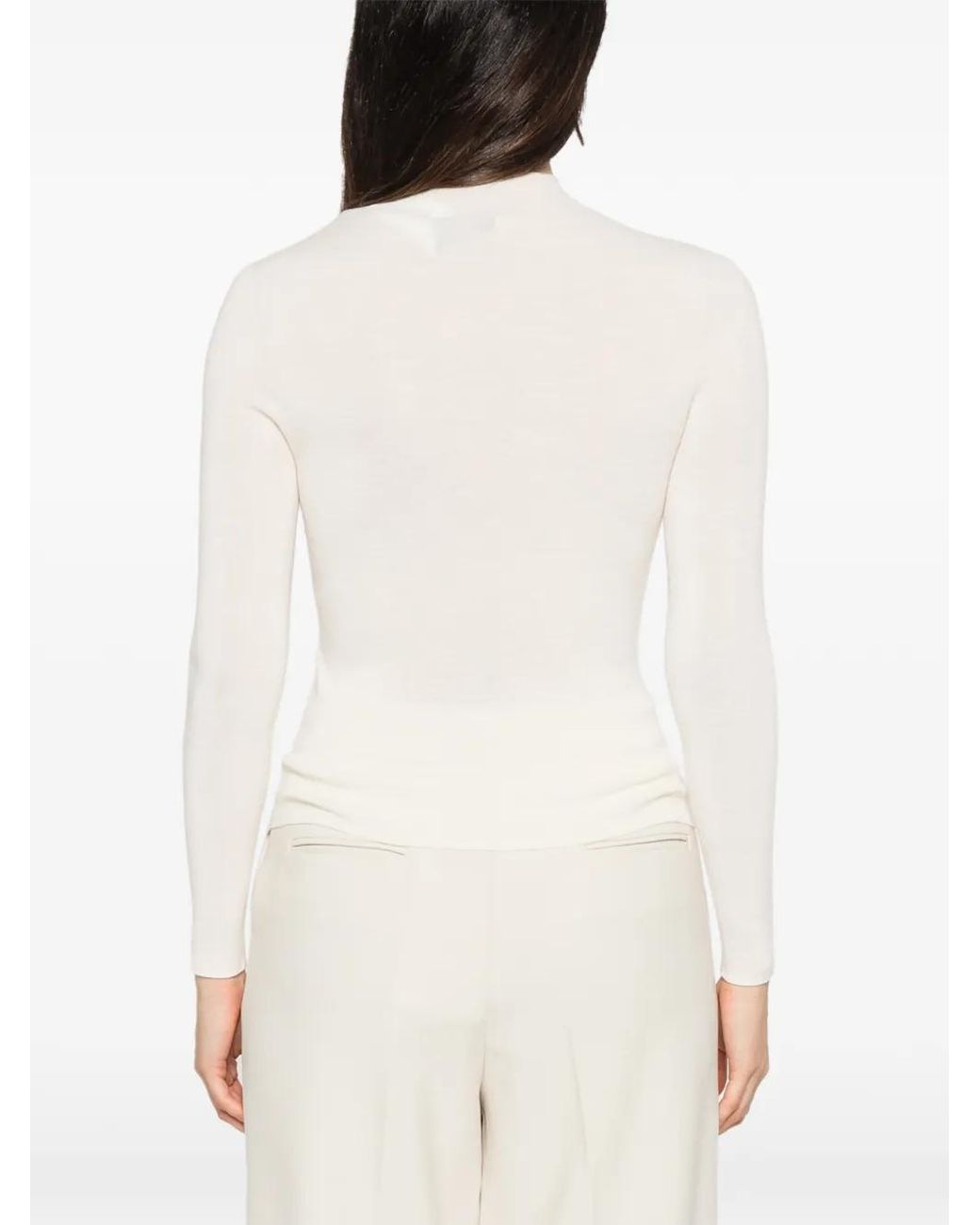 Isabelle Blanche White High-Neck Long-Sleeve Sweater
