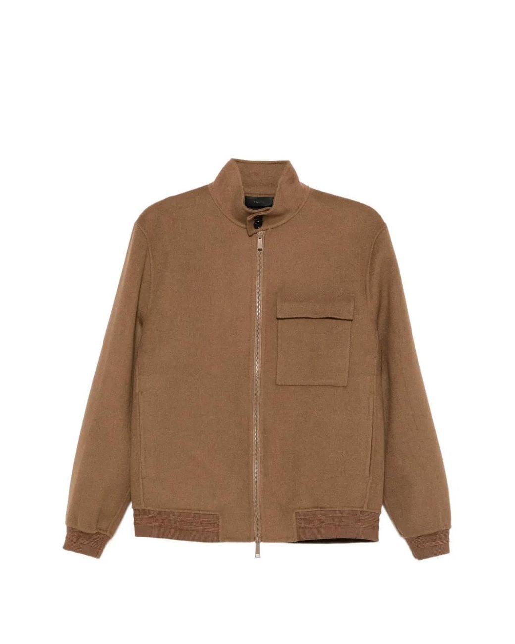 Paltò Brown Zip-Up High-Neck Jacket for men