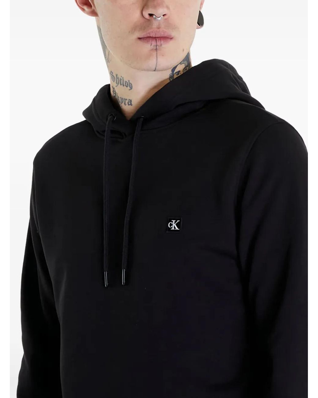 Calvin Klein Blue Logo-Patch Hoodie for men
