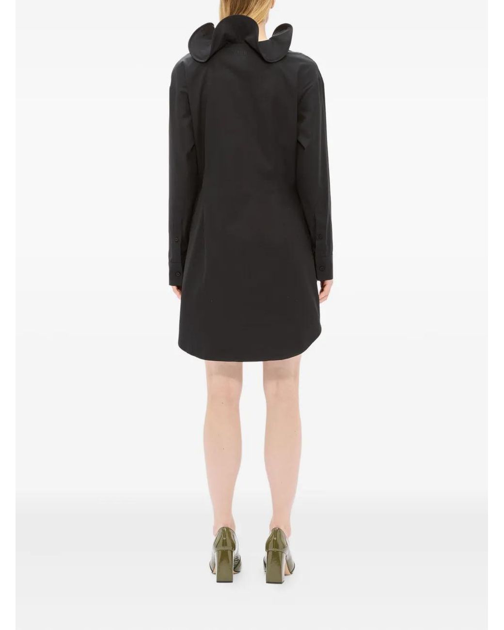 MSGM Black Ruffled Shirt Dress