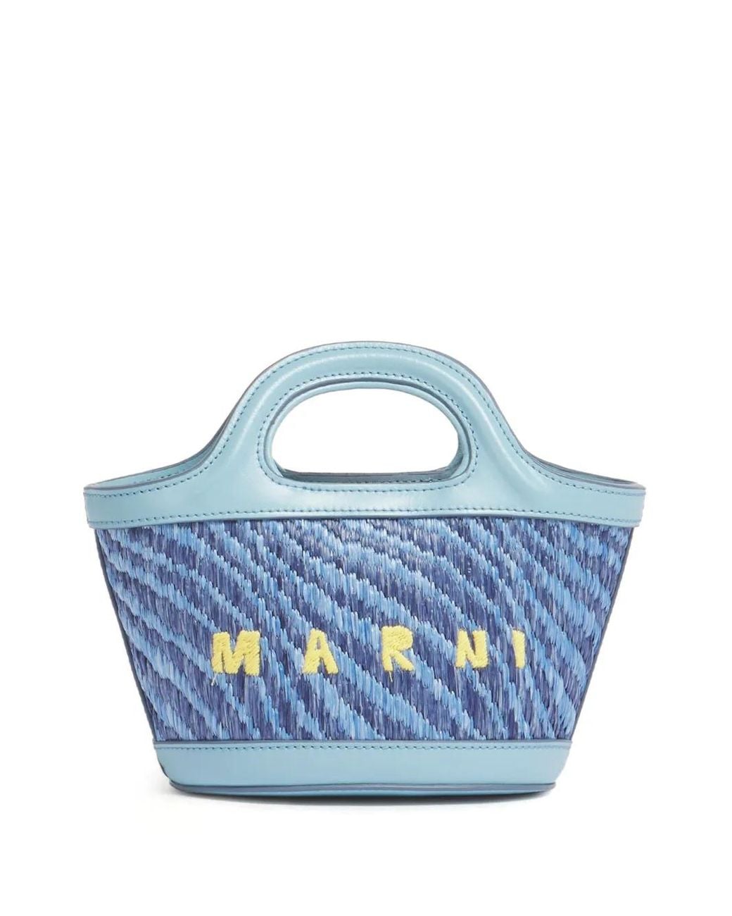 Marni Blue Raffia-Effect Tropicalia Micro Bag