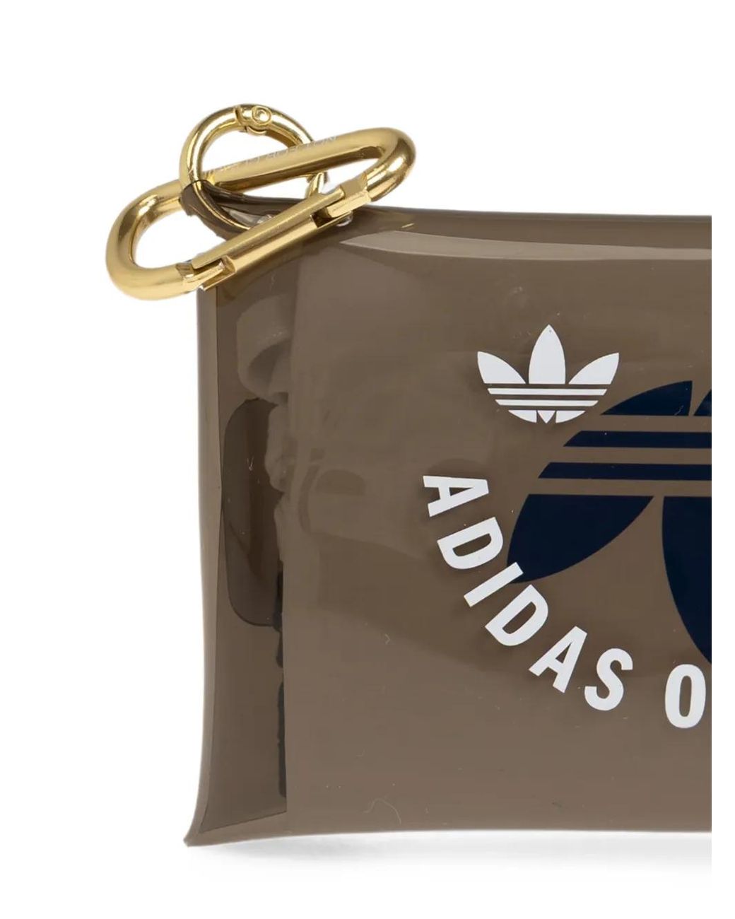 Adidas Gray Logo-Print Pouch Keyring