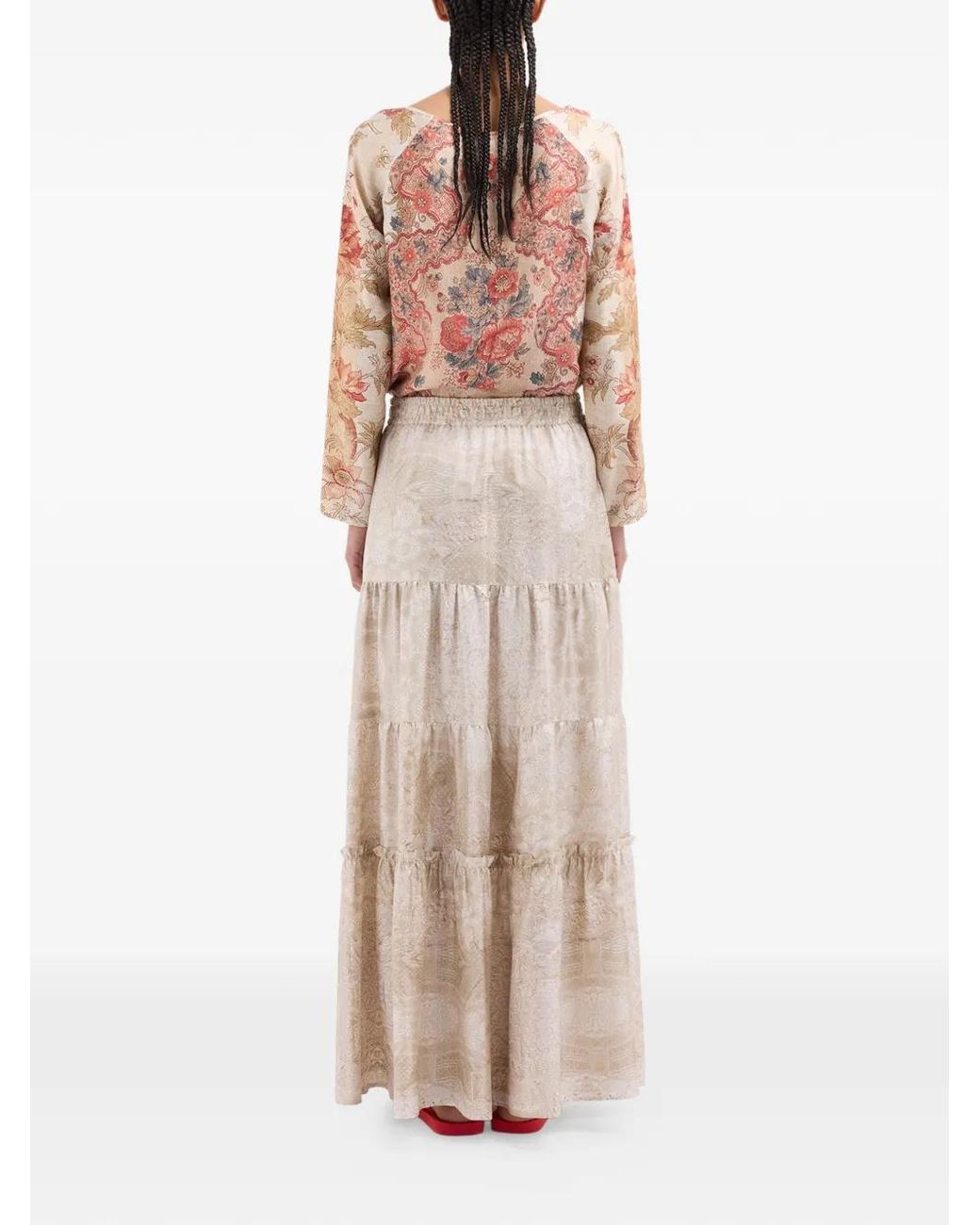 Pierre Louis Mascia Natural Aloe Paisley Jacquard Maxi Skirt