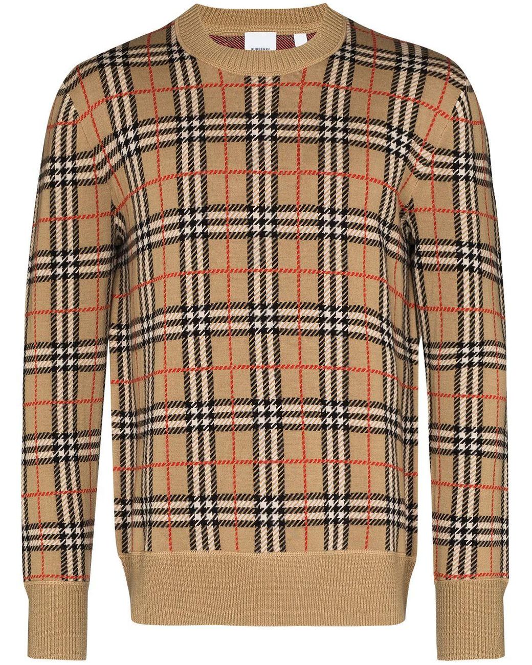 Burberry Fletcher Vintage Check Merino Wool Jumper in Brown for Men - Lyst
