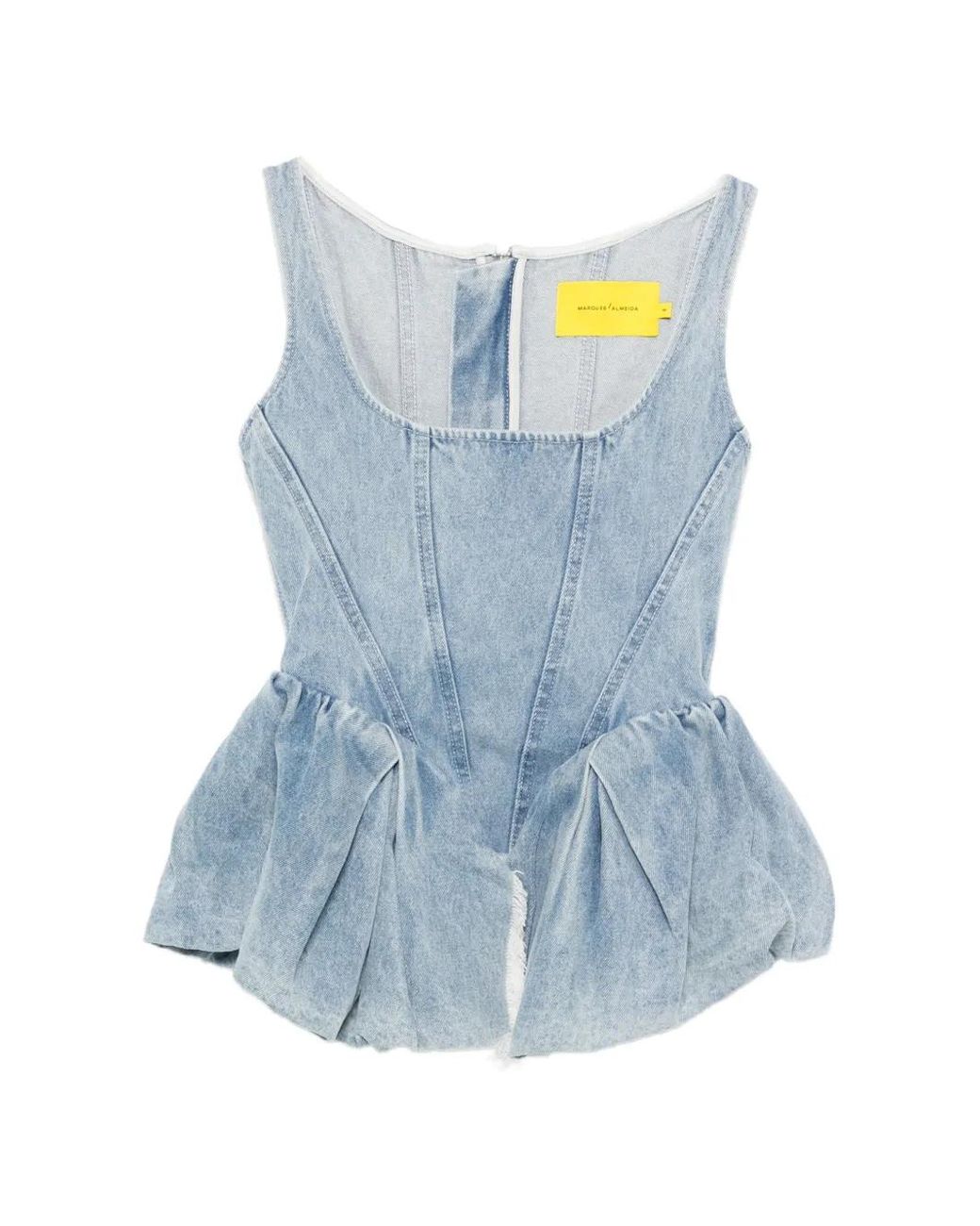 Marques'Almeida Blue Light Denim Peplum Corset Top