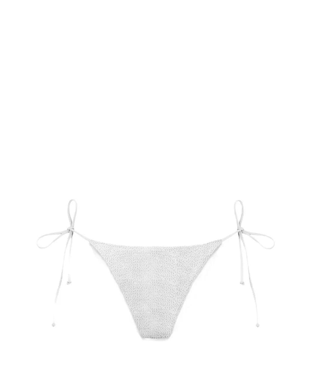 Mc2 Saint Barth White Virgo Textured Side-Tie Bikini
