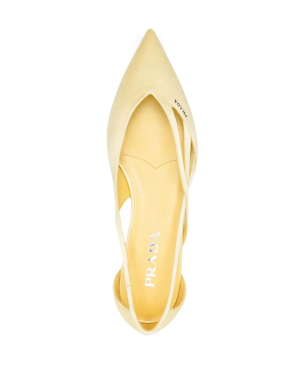 Prada Metallic Satin Cut-Out Pointed Ballet Flats