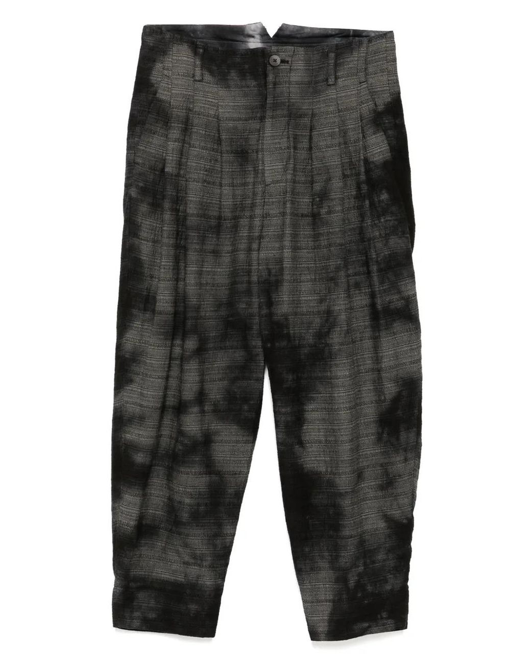 CALMLENCE Gray Triple Pleated Tapered Trousers for men