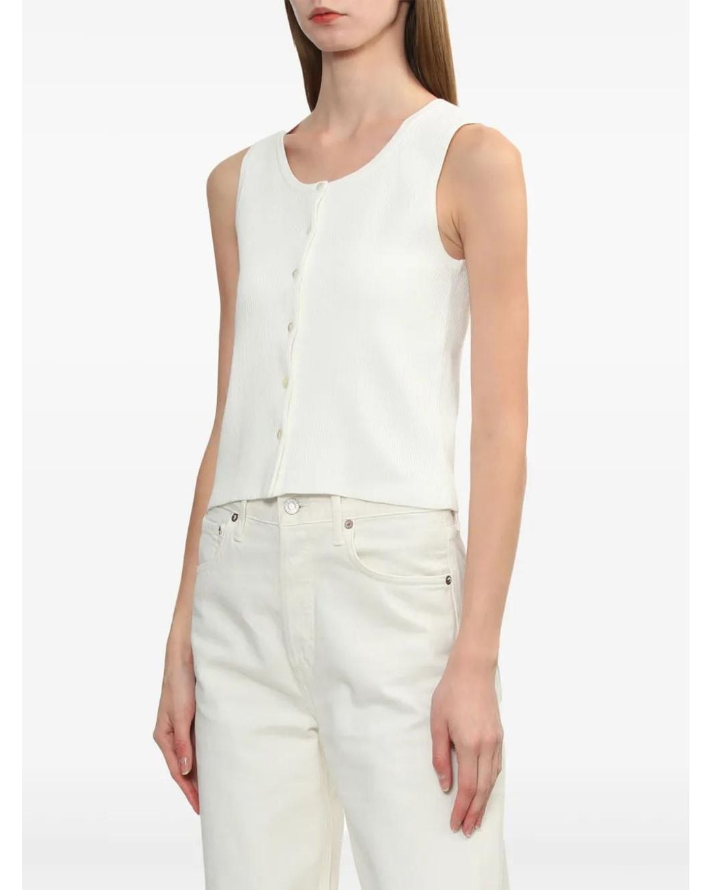 A.P.C. White Button-Down Tank Top