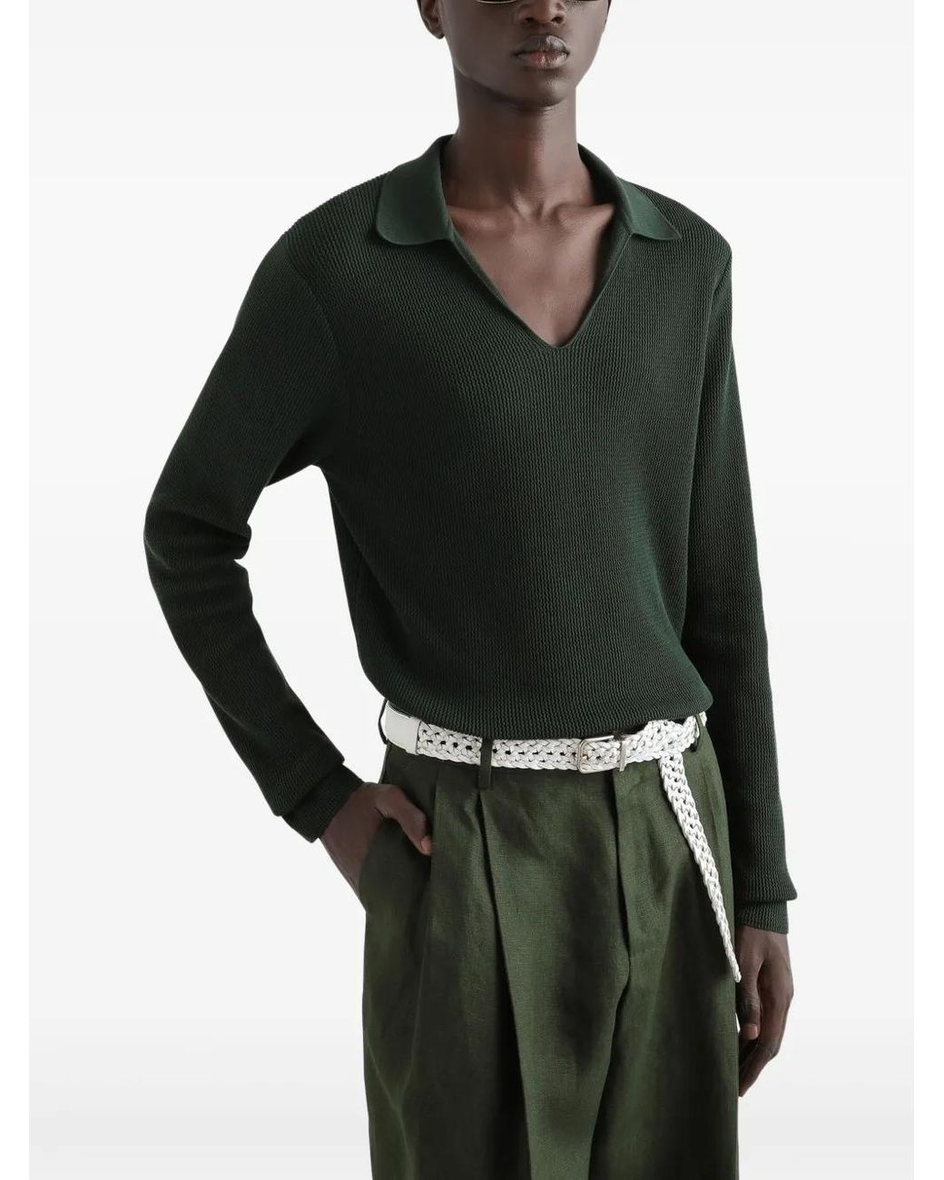 Dolce & Gabbana Green Cotton Knit Sweater for men