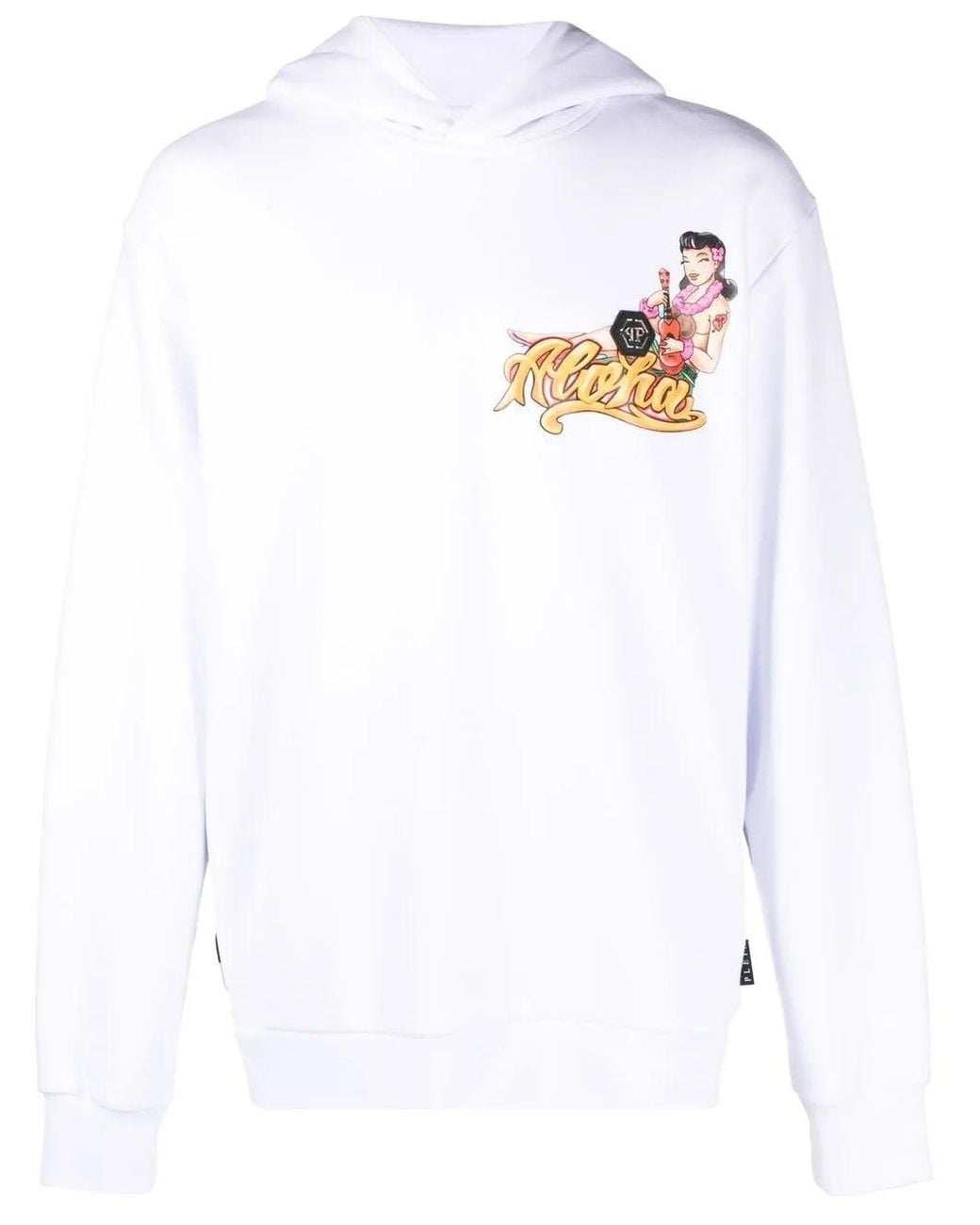 Philipp Plein White Hawaii-Print Hoodie for men