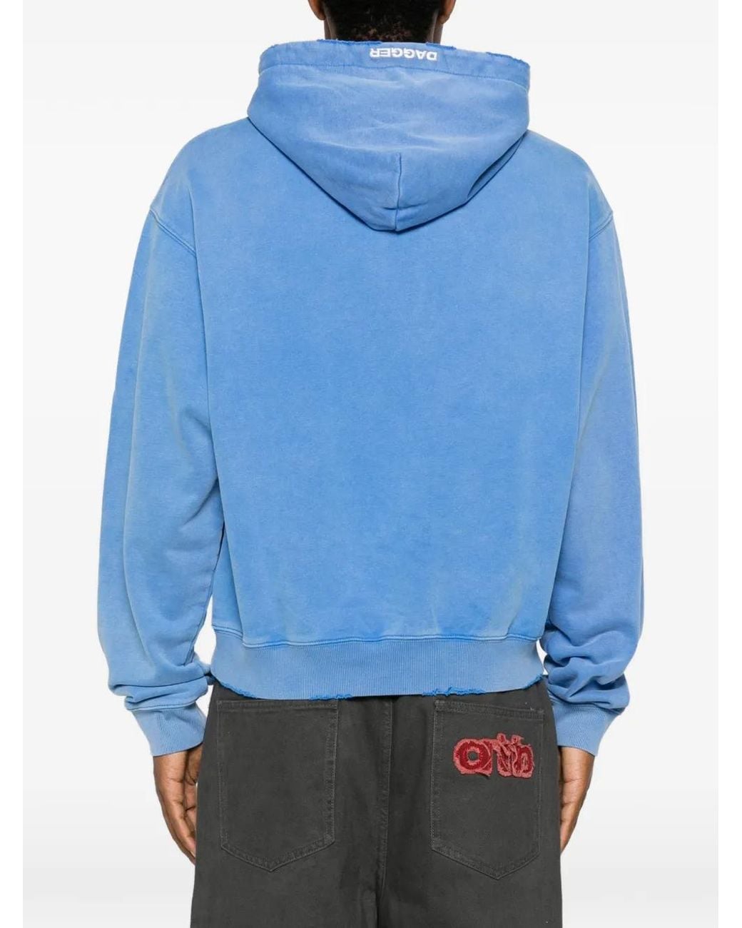 DAGGER Blue Hoodie Imprimé À Effet Usé for men