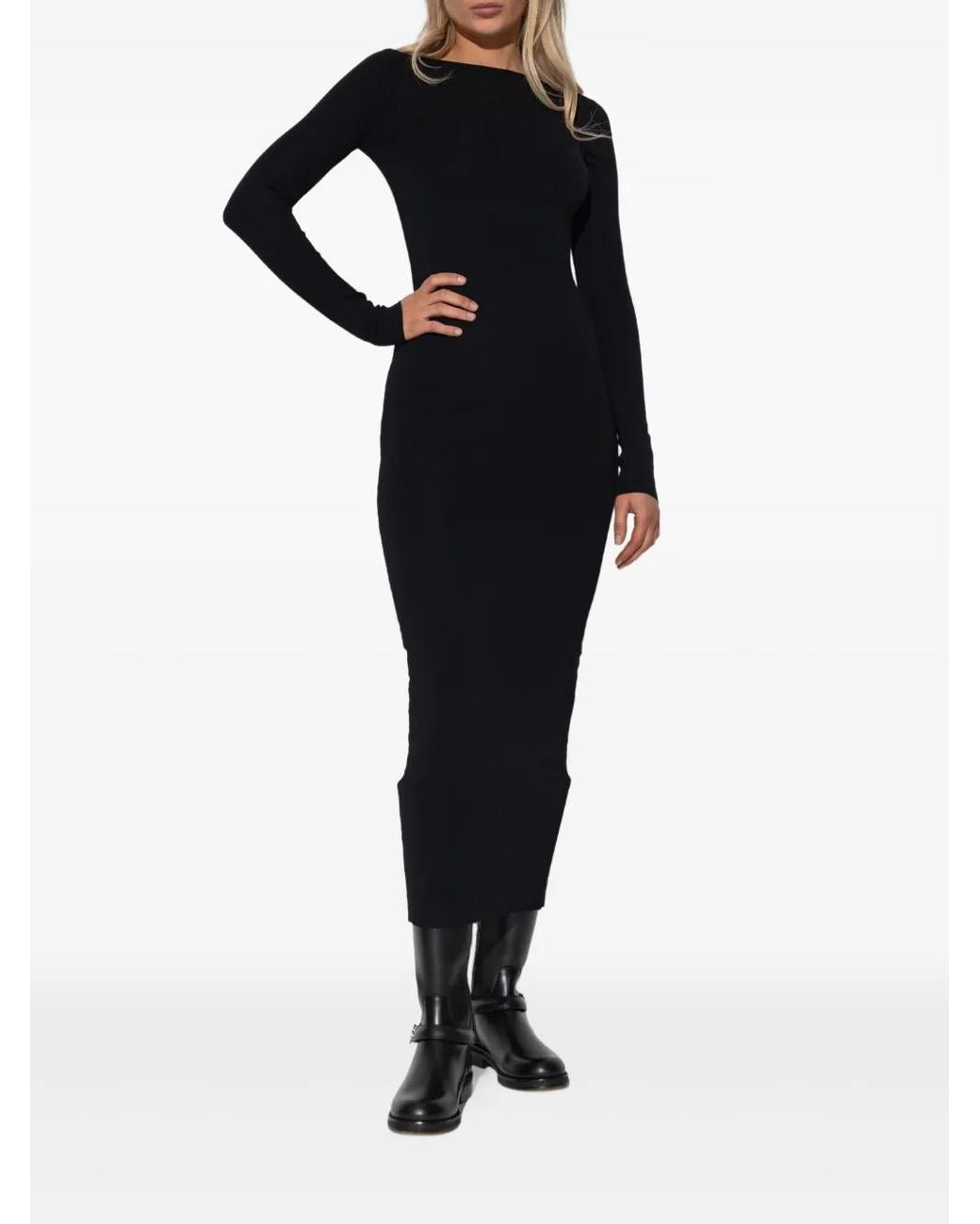 Entire studios Black Long-Sleeve Midi Dress
