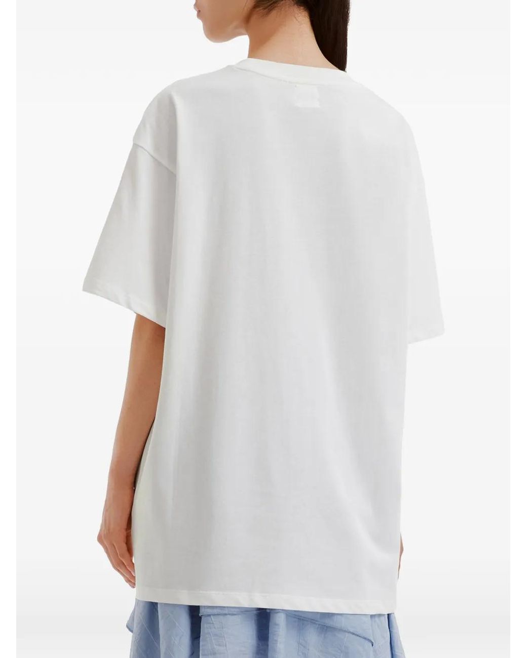 B+ AB White Graphic-Print Drop-Shoulder T-Shirt