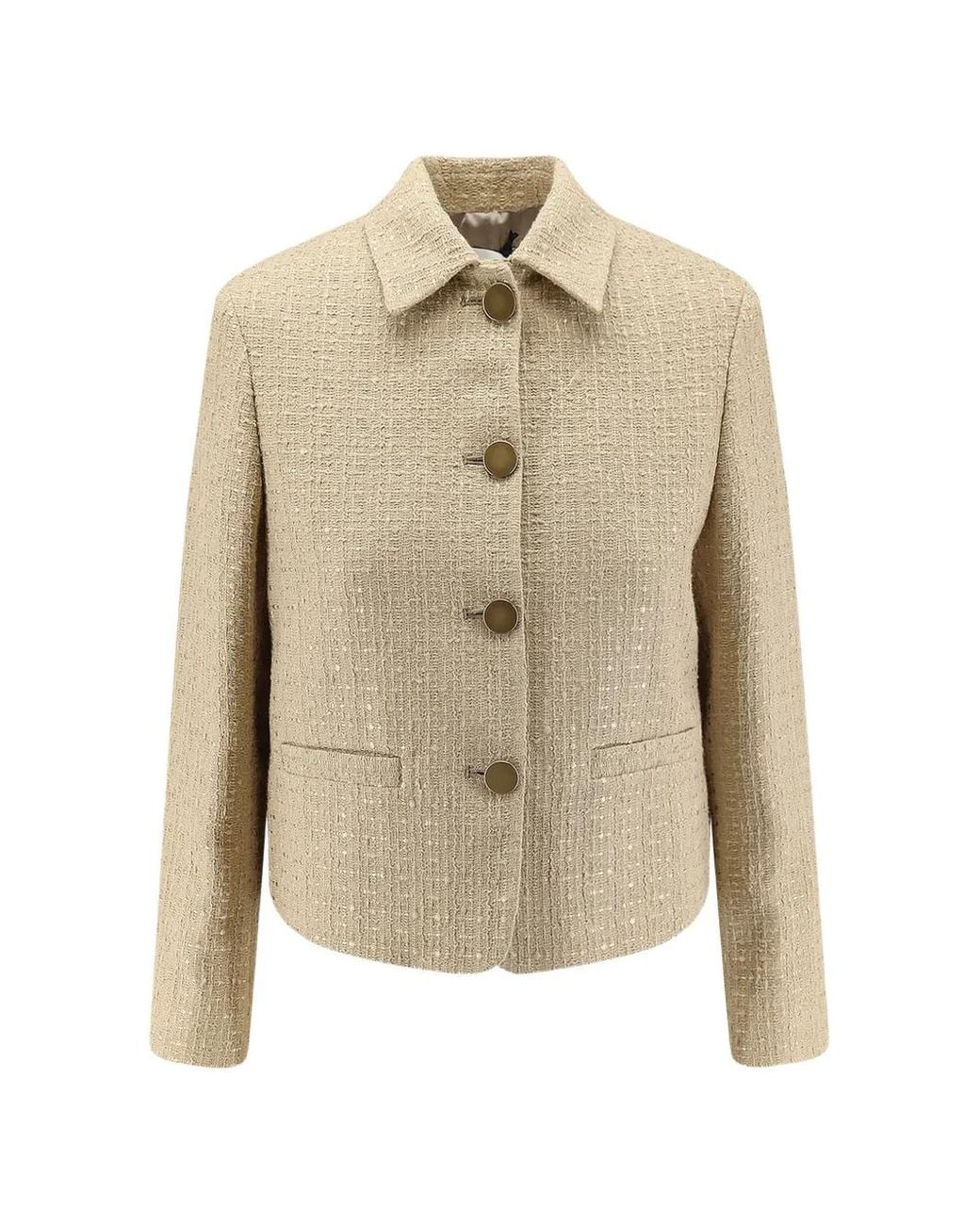 SAULINA Natural Button-Fastening Tweed Jacket