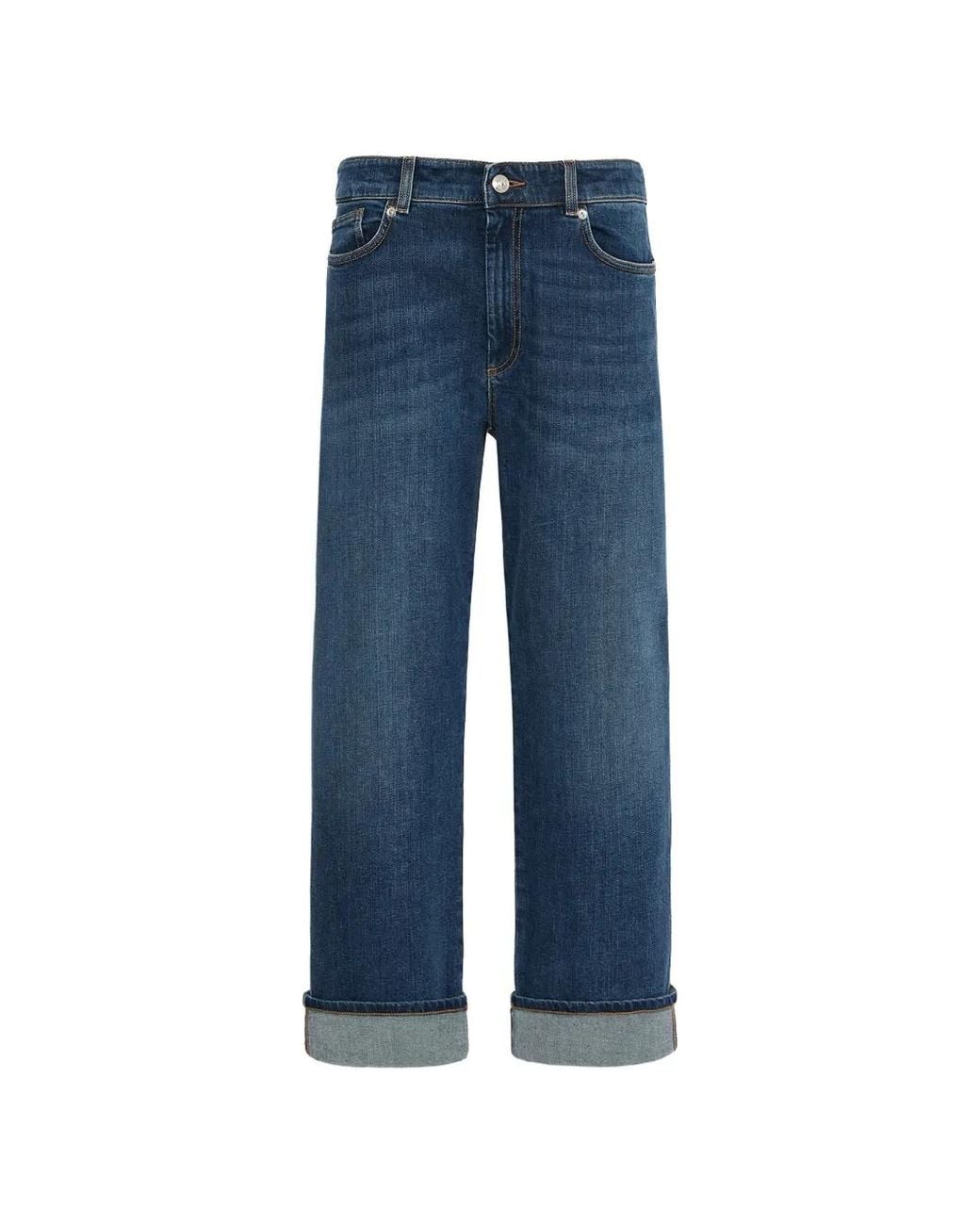 Sportmax Blue Turn-Up Cuff Jeans