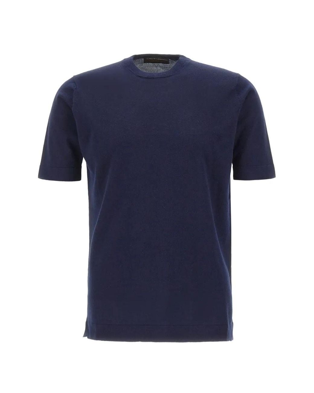 FILIPPO DE LAURENTIIS Blue Knit Crew-Neck T-Shirt for men