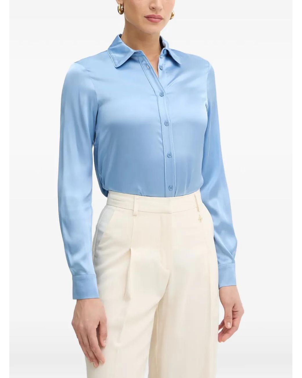 Silvian Heach Blue Sabat Long-Sleeve Buttoned Shirt