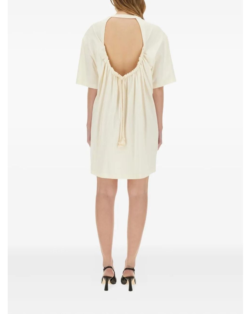 MSGM Natural Logo-Patch Mini Dress